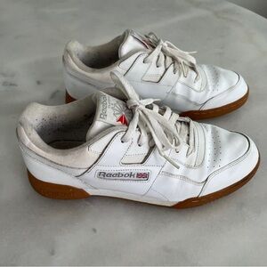 Reebok Classic Workout Plus Men's 10.5 White Sneakers with Gum Sole
